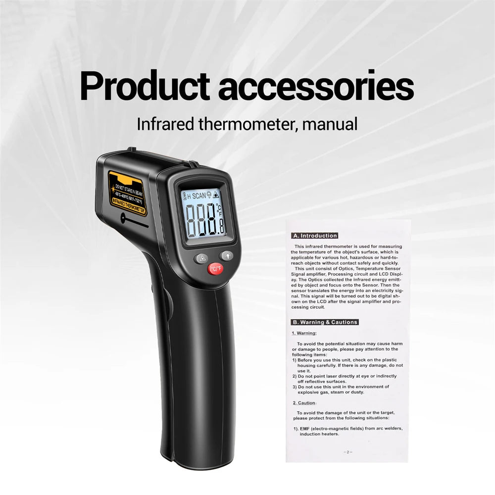 Digital Infrared Thermometer Non-contact Thermometer Industrial Precision Laser Temperature Meter Pyrometer Instrument Tool