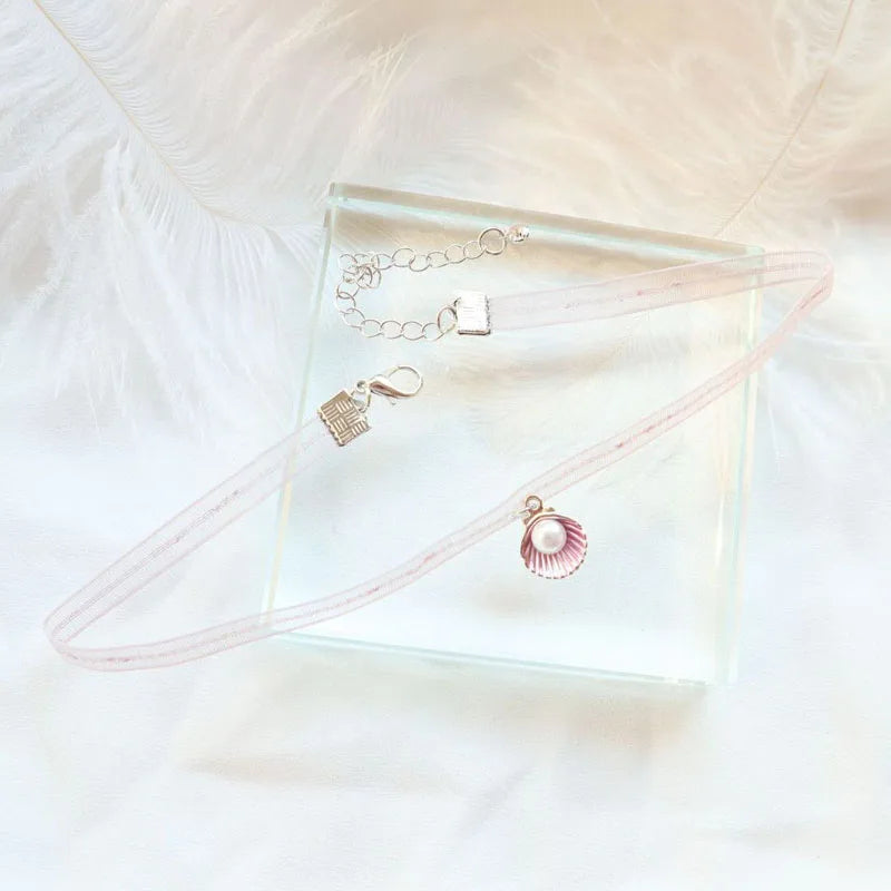 Lace Velvet Sexy Shell Pendant Necklace for Women Neck Clavicle Pink Bow Star Pearl Chokers Lady Jewelry Accessories Girl Gift