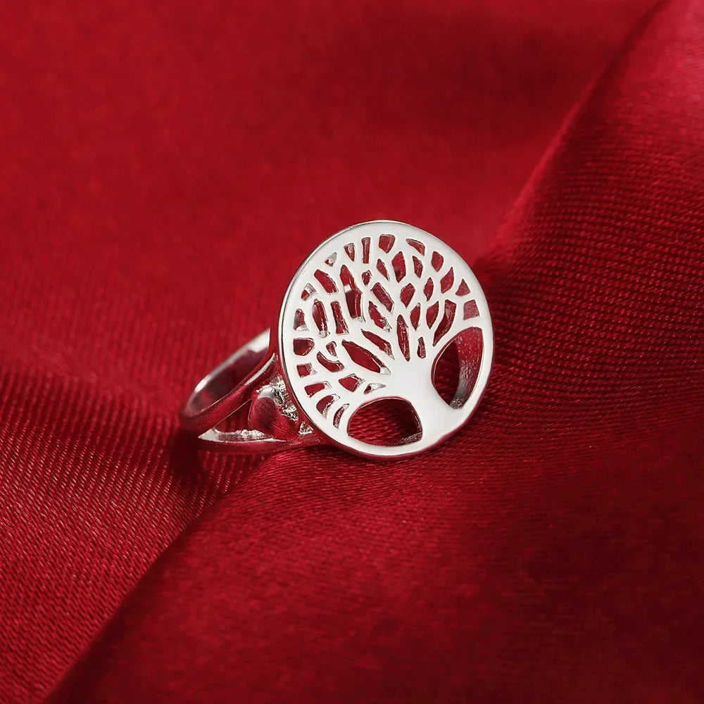 925 Sterling Silver Rings For Women men Simple small tree size 6/7/8/9 elegant Fashion Party Gifts Girl wedding Jewelry