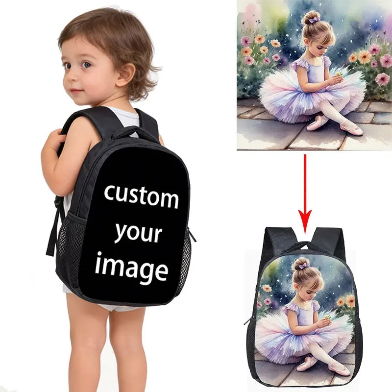 12 Inch Custom Children School Bags for 2-4 Years Old Boys Girls Kindergarten Backpack Baby Toddler Bags Kids Bookbag Gift