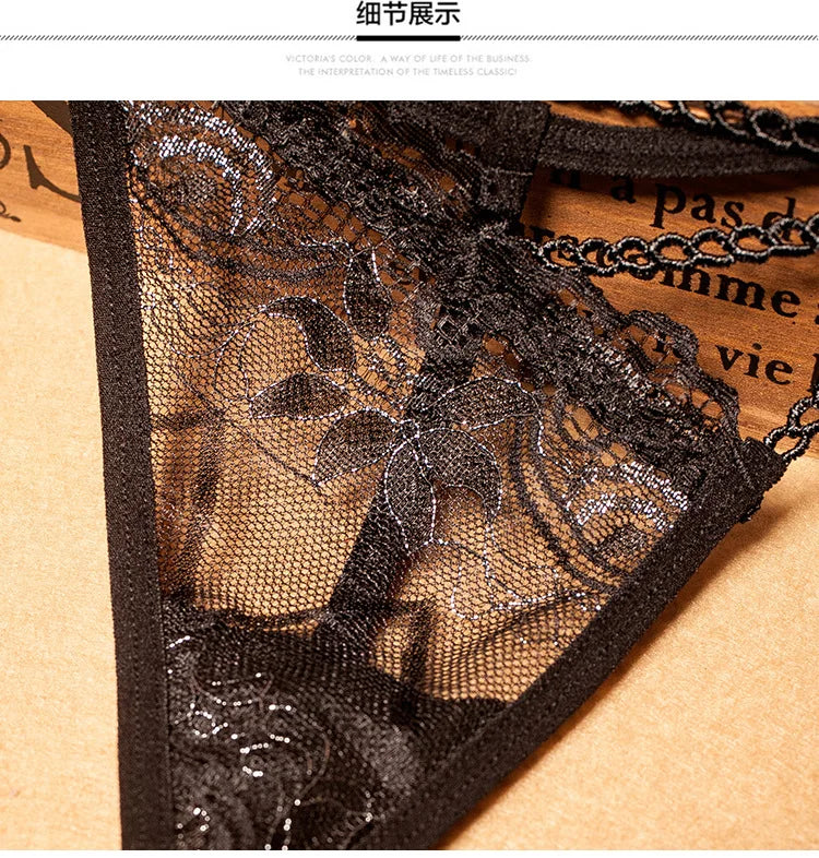 Lingerie Femme Sexy Porno Ultra Thin Lace Fashion Thong Ladies Sexy Transparent T-Line Panties Low Rise Sexy Underwear Women