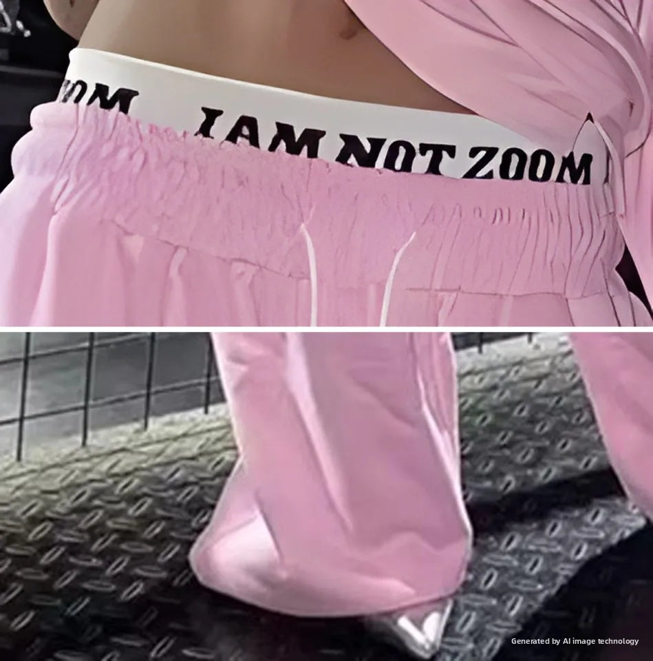 American Hiphop Street Dance Letter Print Loose Sports Pants Double Waist for Women Casual Wide Leg Pants Comfortable Fit
