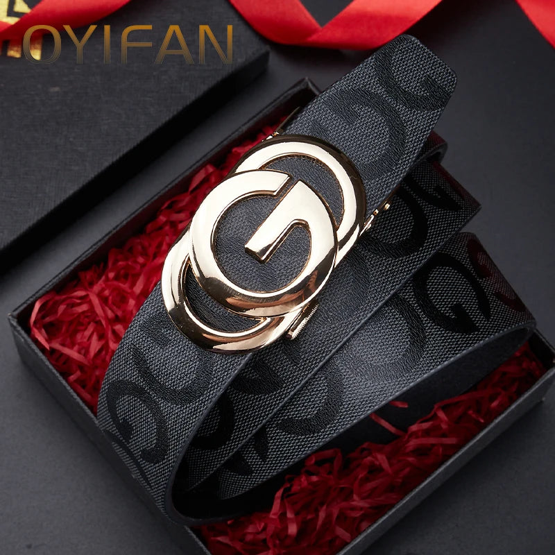 Men's genuine leather belt, ratchet belt, fashionable designer belt, men's popular style, high-quality genuine cowhide, durable