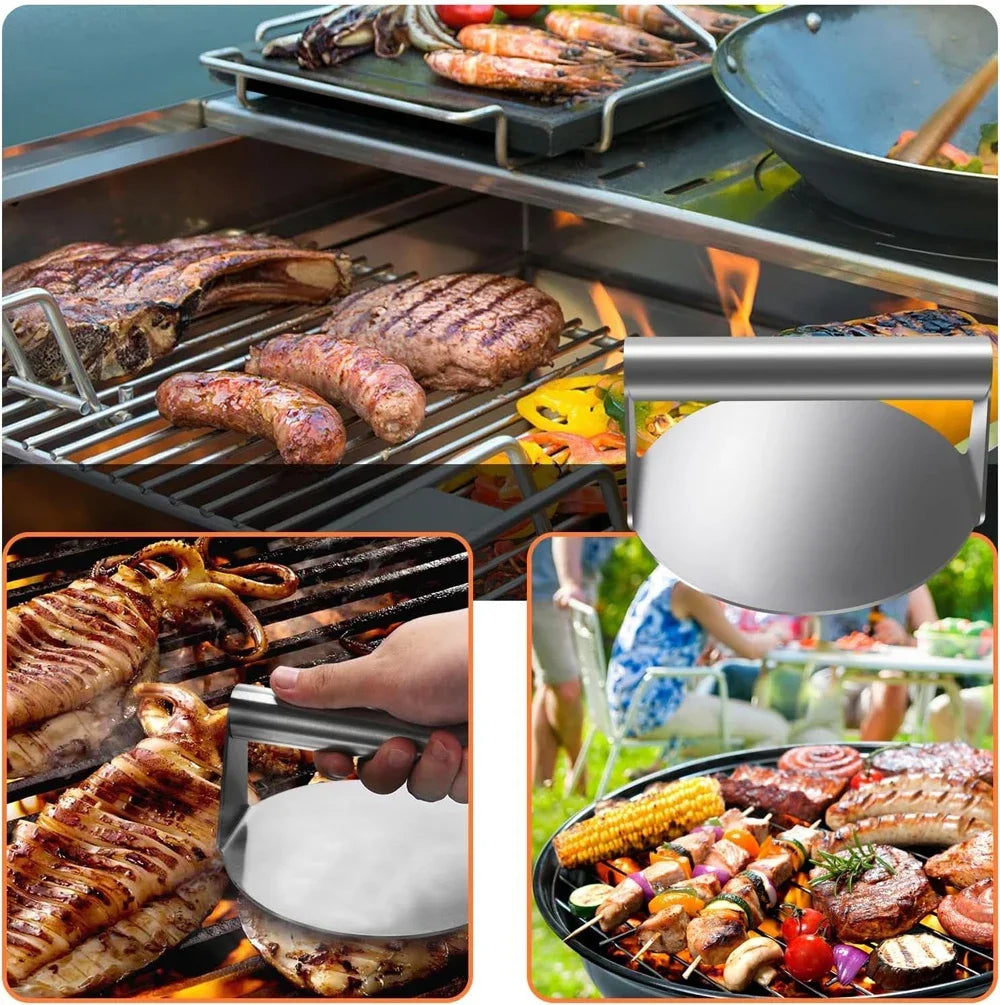 Stainless Steel Smash Burger Press Hamburger Patties Meat Masher Circular Meat Press Mold for Deli Meats Kitchen Tools