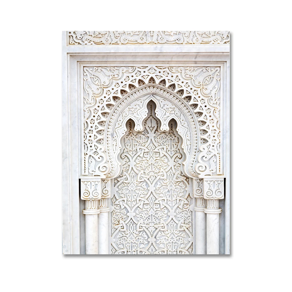 Islamic Beige Landscape Art Poster Prints Mosque Morocco Wall Canvas Painting Bohemia Picture for Living Room Home Decoration