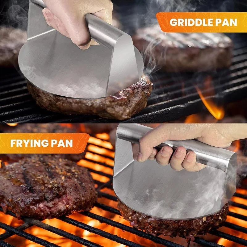 Stainless Steel Smash Burger Press Hamburger Patties Meat Masher Circular Meat Press Mold for Deli Meats Kitchen Accessories