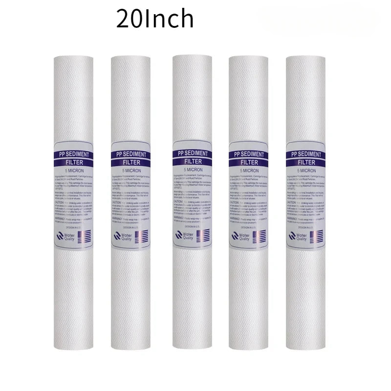 5pcs 20" Water Purifier 20 Inch 5 Micron Sediment Water Filter Cartridge Pp Cotton Filter Water Filter System