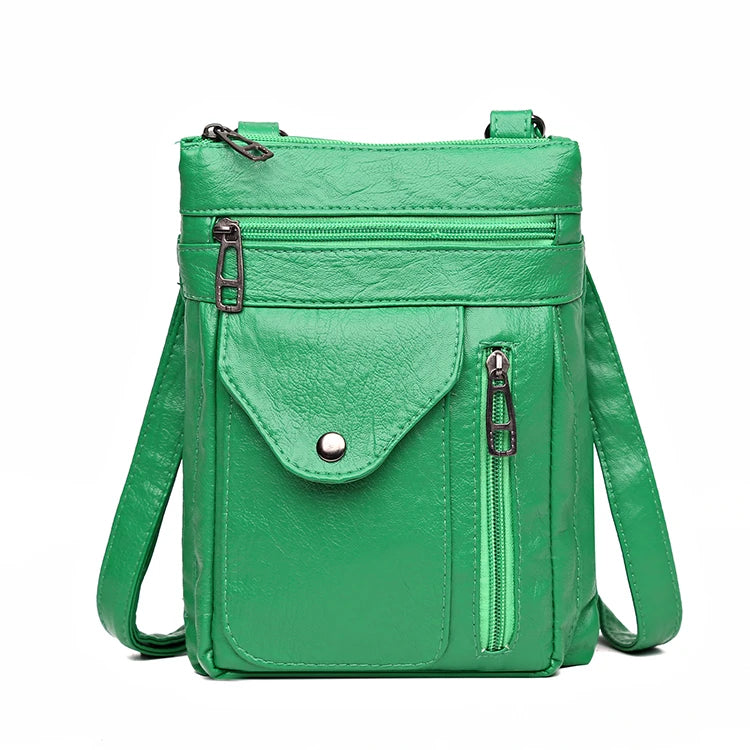 Ladies' soft leather shoulder bag, mobile phone bag, layered bag, mailman, one shoulder luxury designer, ladies' handbag, wallet