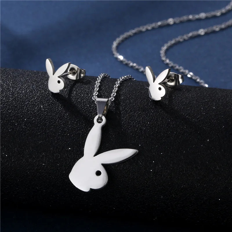 necklace rabbit  Bunny Charm Pendant Necklace y2k Fashion Vintage Jewelry Statement Necklace