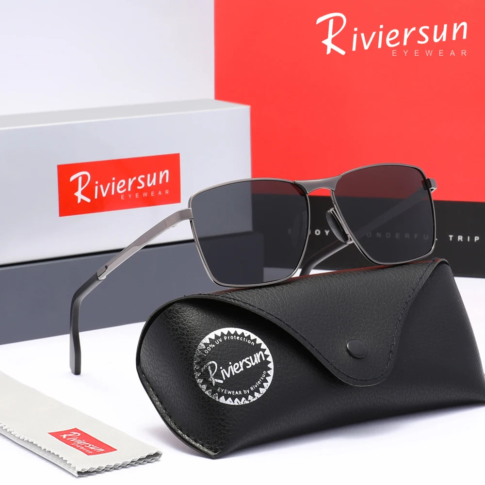 Trendy Polarized Sunglasses Men Women Rectangular Frame Glasses UV400 Driving Outdoor Summer Classical Eyeglasses