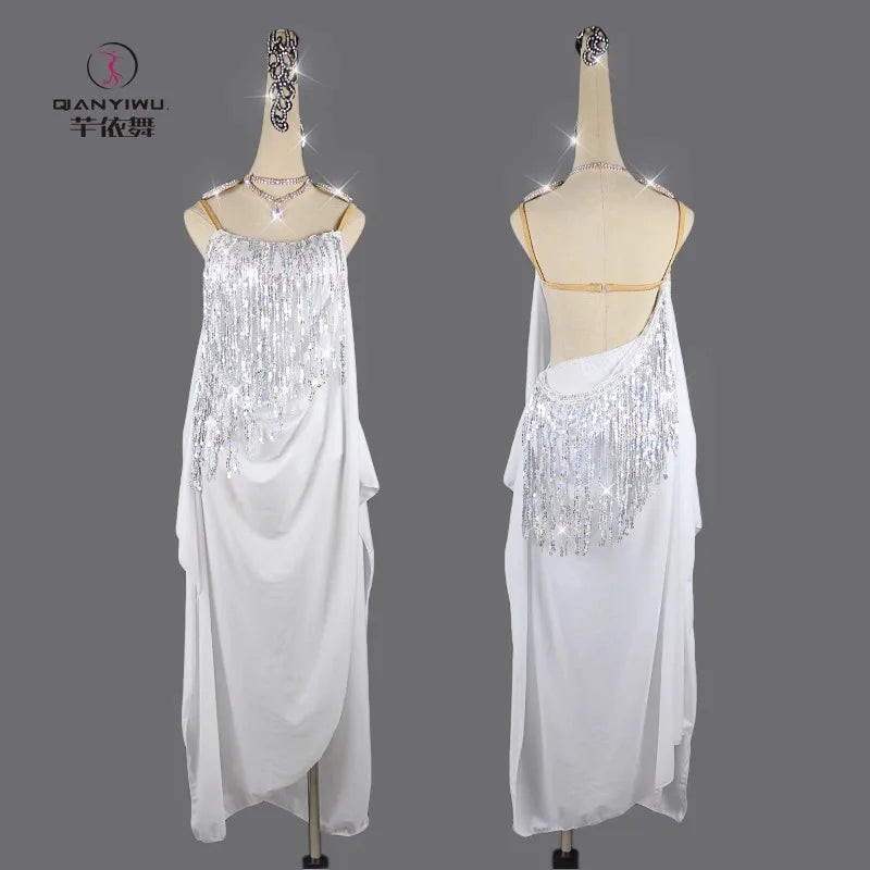 Dress For Dancing Sports Costume Women Latin Practice Dancewear Party Skirt Line Suit Competition Girl Stage Clothes Female Prom