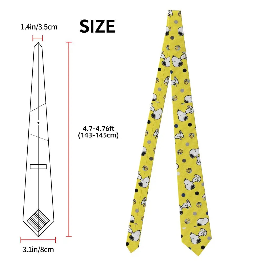 Snoopys & Woodstock Smile Giggle Laugh Neckties Silk 8 cm Neck Tie for Mens Shirt Accessories Cravat Wedding Accessories Office