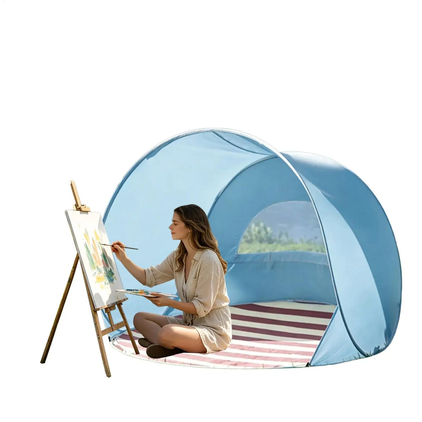 Reusable Beach Sun Shelter Tent One Click Open 3-4 People Tent Large Space Sunshade Outdoor Portable Camping Garden Beach Tent
