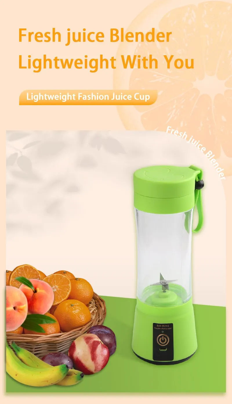 Cordless Portable Personal Size Blender - Mini Blender Make Smoothies and Shakes, 380Ml BPA Free Travel Cup for Office/Home/Gym