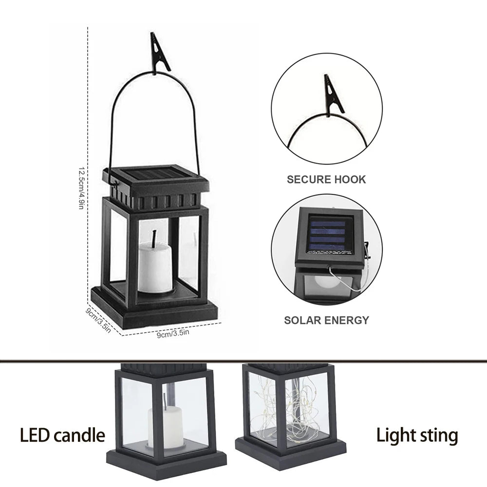 Solar Palace Lantern Outdoor Solar Lights Lawn Landscape Hanging Atmosphere Candle Lamp Floor Yard Garden Decor