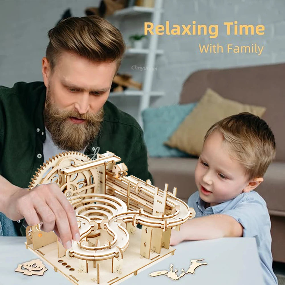 3D Wooden Puzzle DIY Marble Run Building Model Kit STEM Educational Construction Toys for Kids Adults Teens Boys Girls Gifts