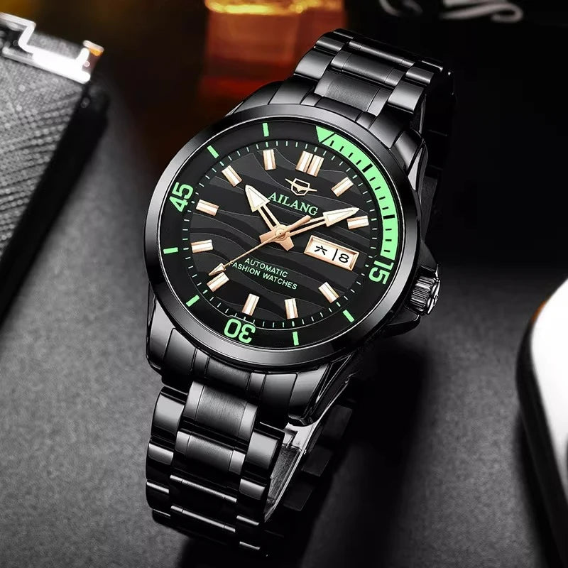 AILANG Men's Automatic Mechanical Watch Luxury Sports Waterproof Multi-Functional Wristwatch with Calendar Fashionable Brand