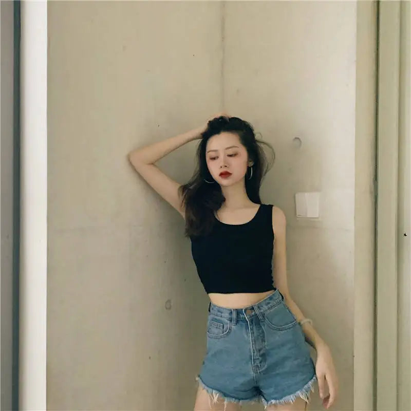 Summer Crop Sexy Tops Women 2022 Women Y2k Aesthetic Clothes Sleeveless Short Vests White Black Grey Korean Harajuku Tank Top