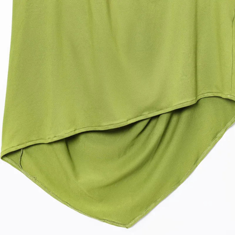 Top Women Summer Tank Sleeveless Top With Open Back Ruffled Asymmetrical Slip Top Sexy Street Style CasualOversize Green Tops