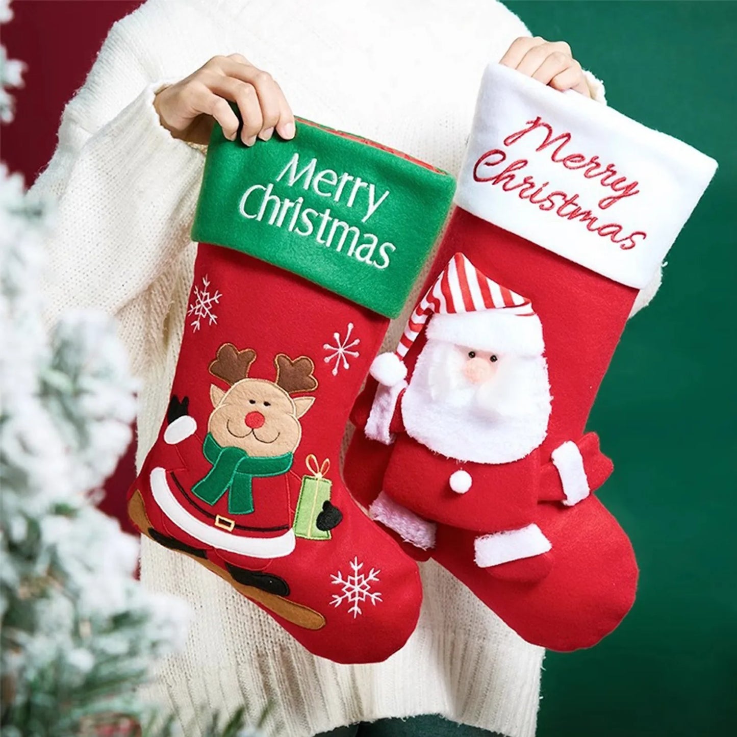 Christmas Home Decorations Candy Gift Bag Christmas Stocking Sock Christmas Ornament Christmas Stocking Xmas Tree Hanging Decor