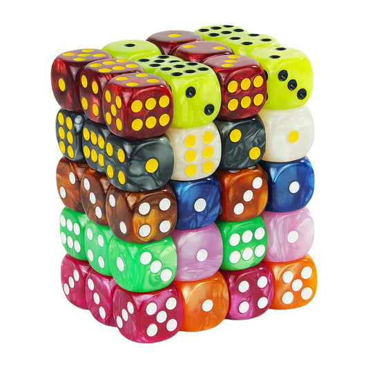 Marble Effect D6 Dice 10pcs 16mm Board Game Dice for Club Party DND RPG Board Game Bar Table Accessories