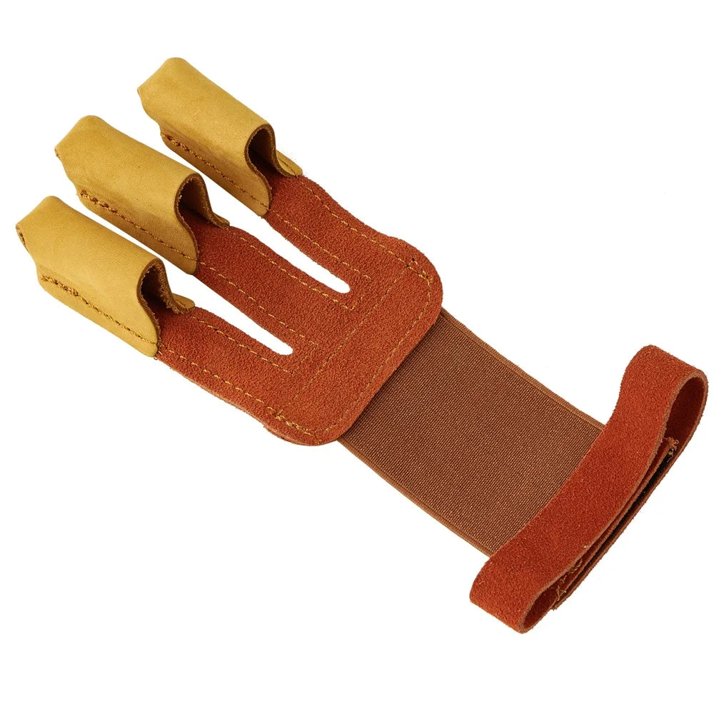 Archery Arm Finger Guard Leather Handguard Protector Adult 3 Finger Glove Left Right Hunting Shooting Safety Anti Slip Protect