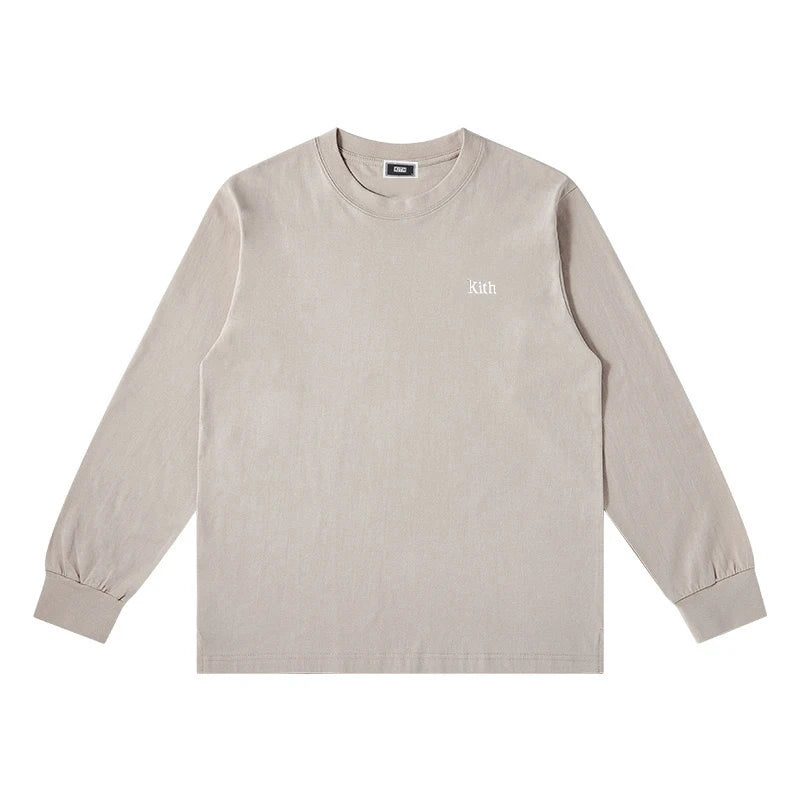 Embroidery Cotton 100% Long-sleeved Men's T Shirt 2025 New Round-collar Solid-color women T-shirt for Male Tshirt Man Tops Tees