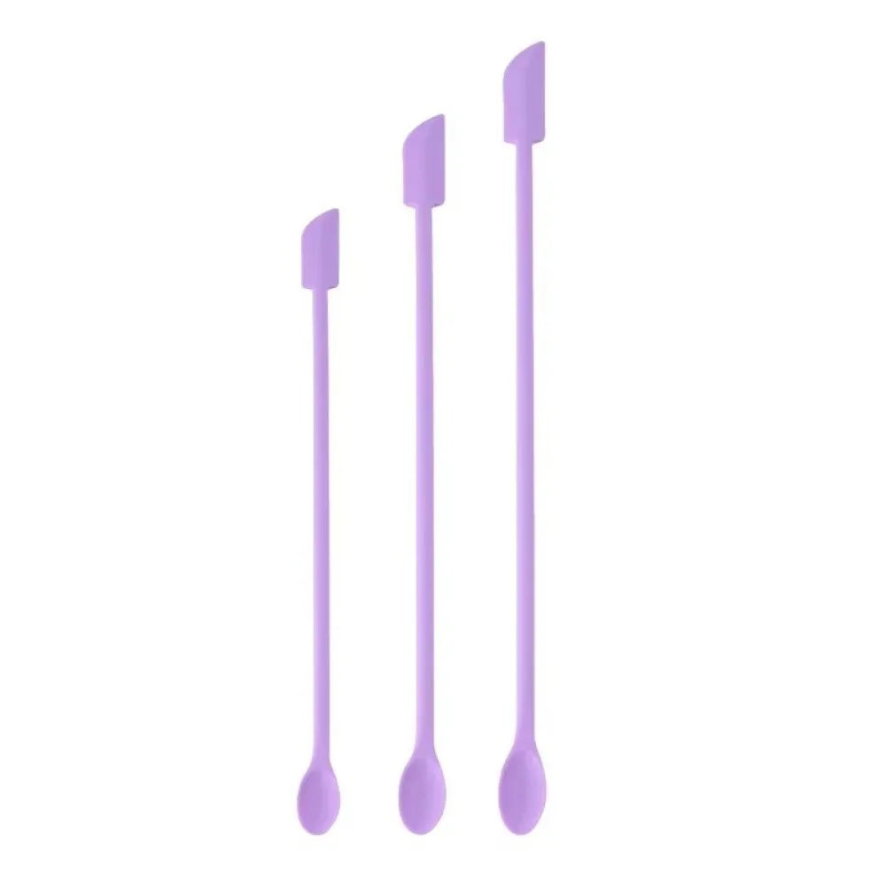 3pcs Portable Mini Silicone Scraper Soft Lengthened Face Mask Brush Double-head Cosmetic Digging Spoon Makeup Brushes Set
