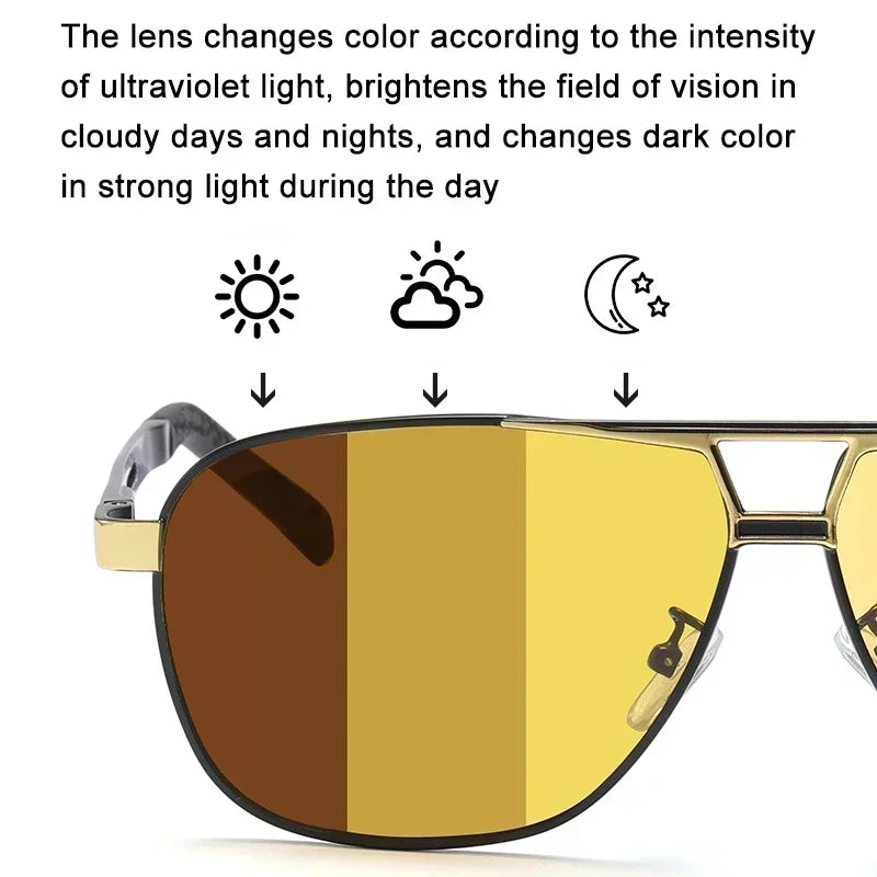 Trendy Square Polarized Photochromic Sunglasses Luxury Women Men Pilot Shades Sun Glasses Outdoor Anti-UV Driving Oculos De Sol