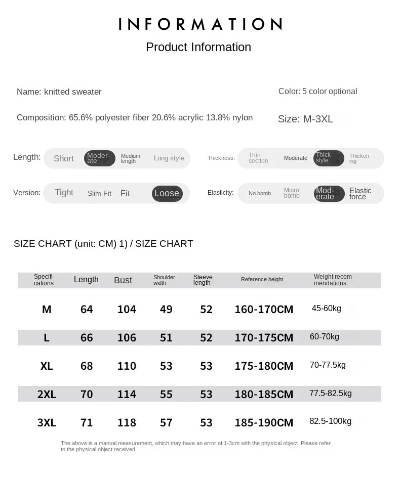 Windproof New Winter Tracksuit Sweatshirt Knit Long Sleeve Sweater Top Loose Shirt Coat Men Crew Neck Pullover Casual Streetwear