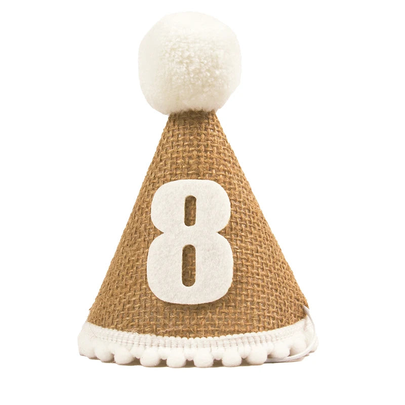 Burlap Hat Baby First Birthday Party Headband Linen Felt Hat 1st 2th 3th Years Kids Birthday Party Gift Baby Shower Hat