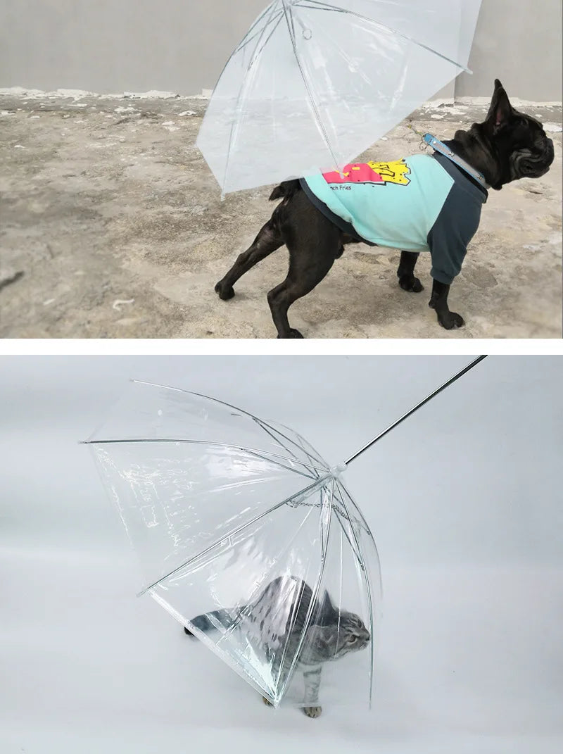 Pet Umbrella Teddy Small Dog Umbrella with Traction Dog Chain Walking Umbrella Rainy Travel Convenient Dog Raincoat Umbrella