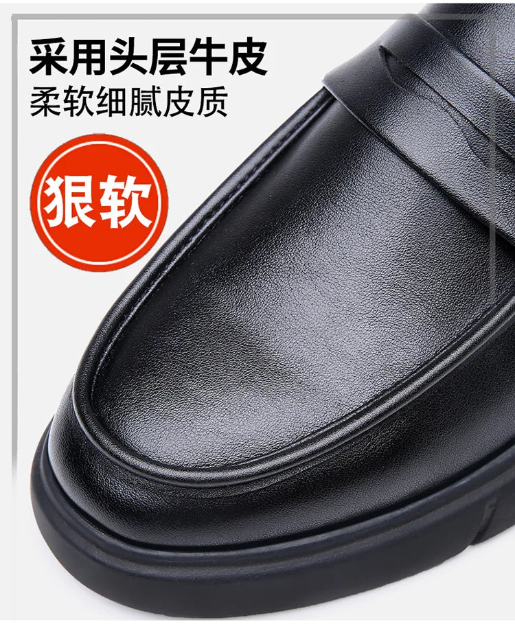 Genuine Leather Men's Business Leather Shoes Soft Soled Comfortable Men's Driving Shoes Loafers