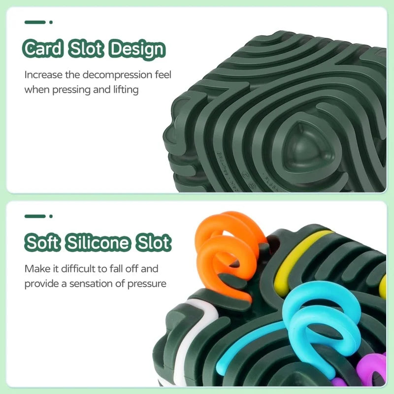 3D Silicone Activity Cube With15 Strings Sensory Fidget Toys For Autism ADHD Stress Relief Travel Toys Adults Kids Sensory Game