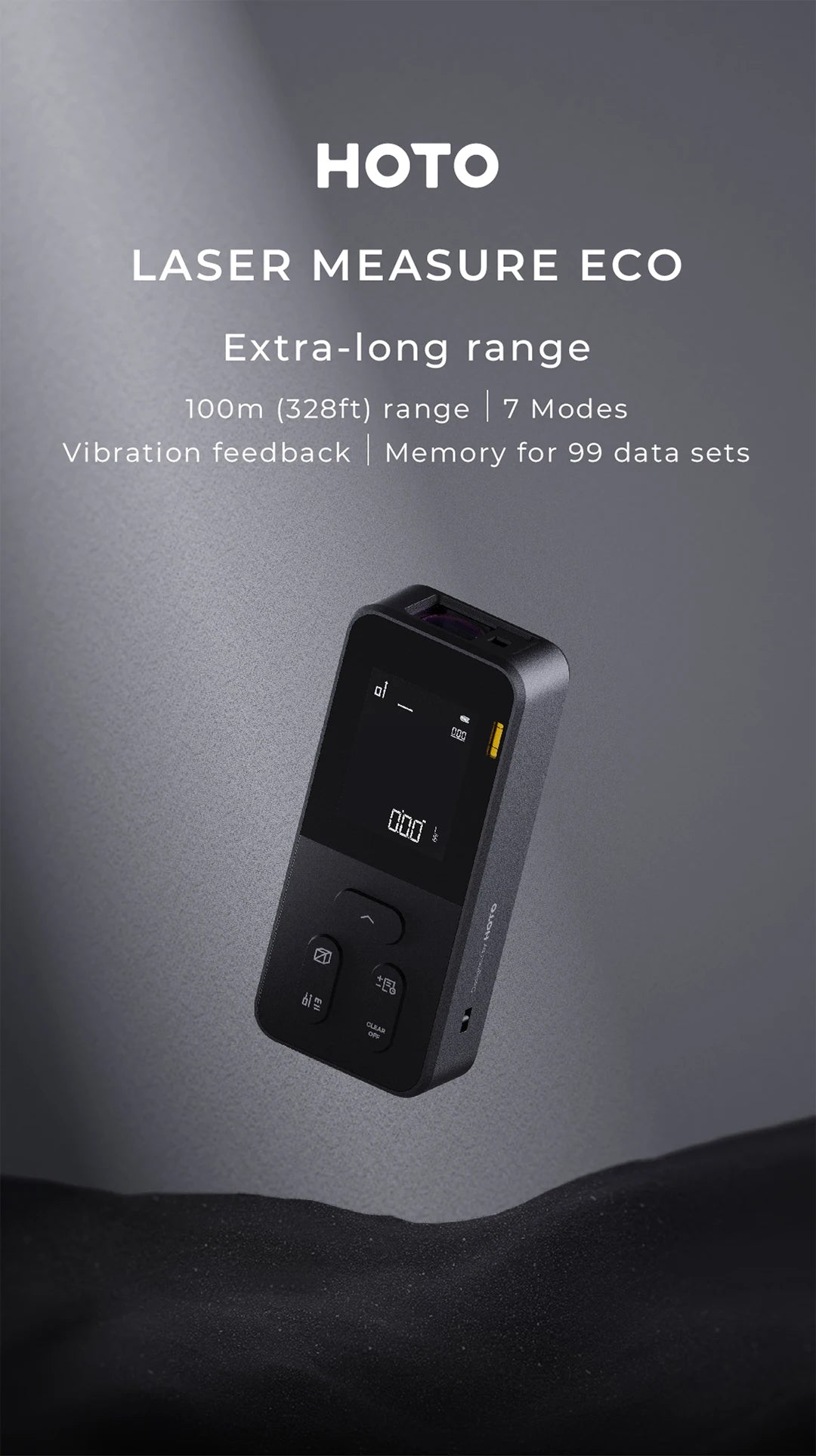 HOTO Laser Measure ECO 7 modes Measuring Distance 100M 2 Inch HD Display Laser Digital Tape Rangefinder