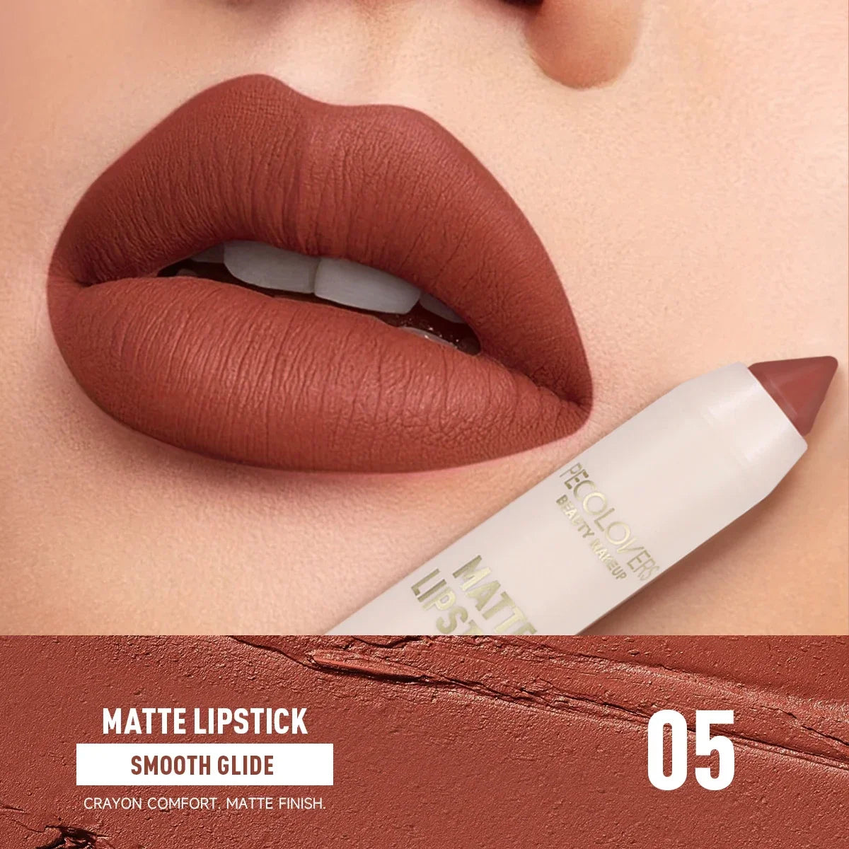 1PC Waterproof Matte Lipstick Pen-Long-Lasting, Waterproof, Moisturizing Formula in Various Shades of Pink, Red, and Nude