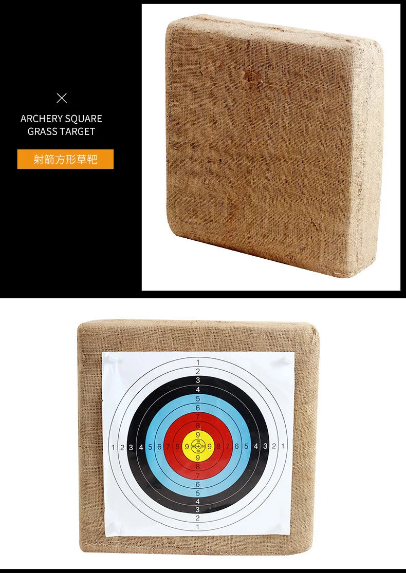 Archery Target Grass Square Target For Backyard - 20inch Bow Archery and Arrows Block Straw Target For Compound Recurve Bow Shoo