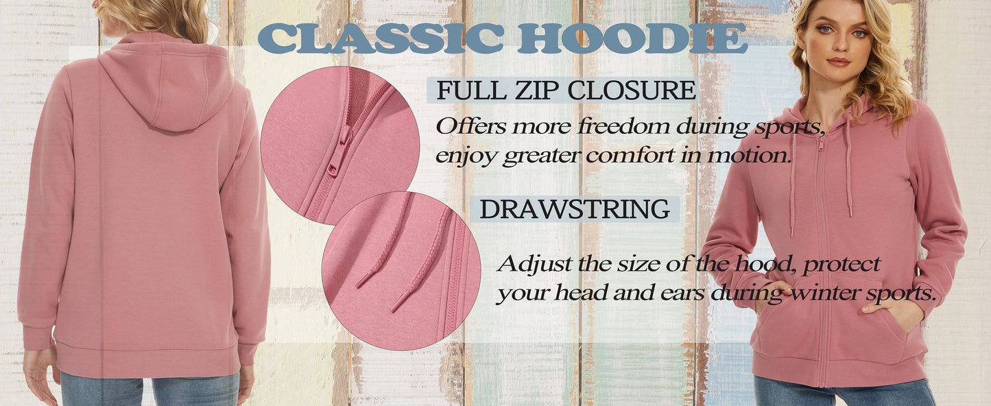 TACVASEN Spring Fleece Lining Sweatshirts Jacket Womens French Long Hoodies Full Zip Up Jacket Casual Streetwear Outdoor Coats