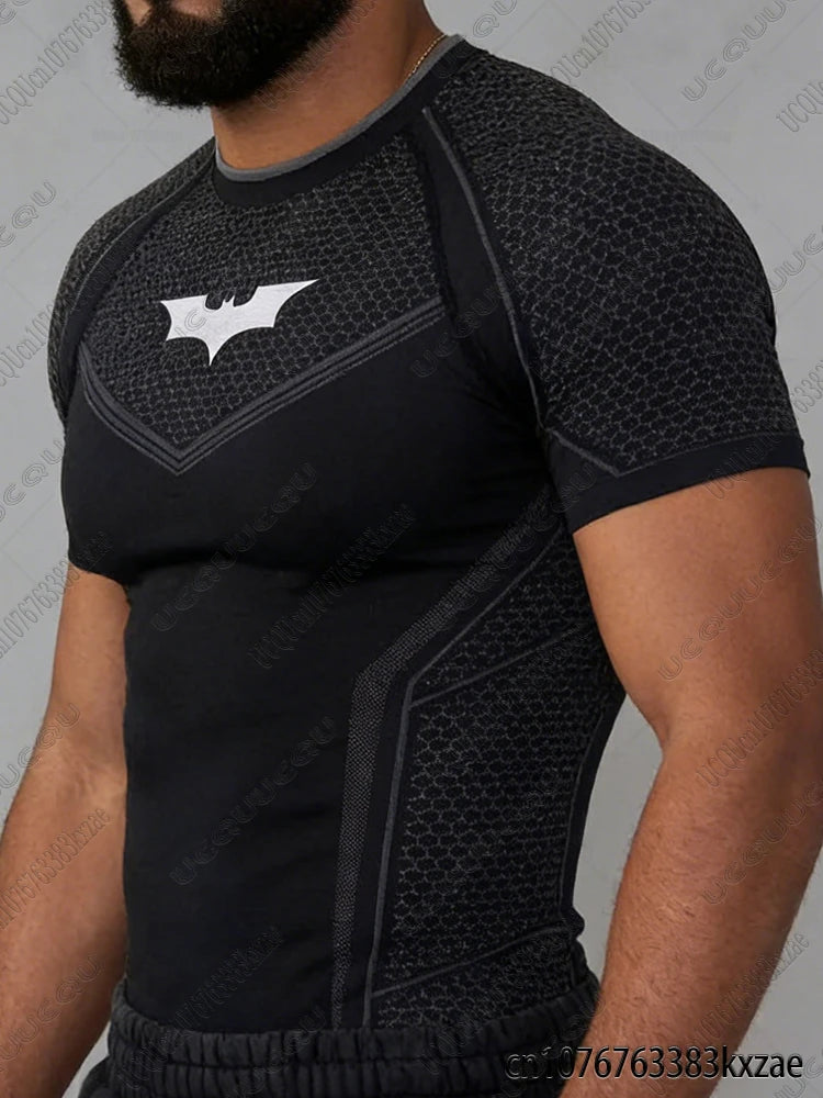 DC Batman Print Men's Sports Running Fitness Top Summer Breathable Quick Drying Long/Short Sleeve Classic Gym Tees Man Tops