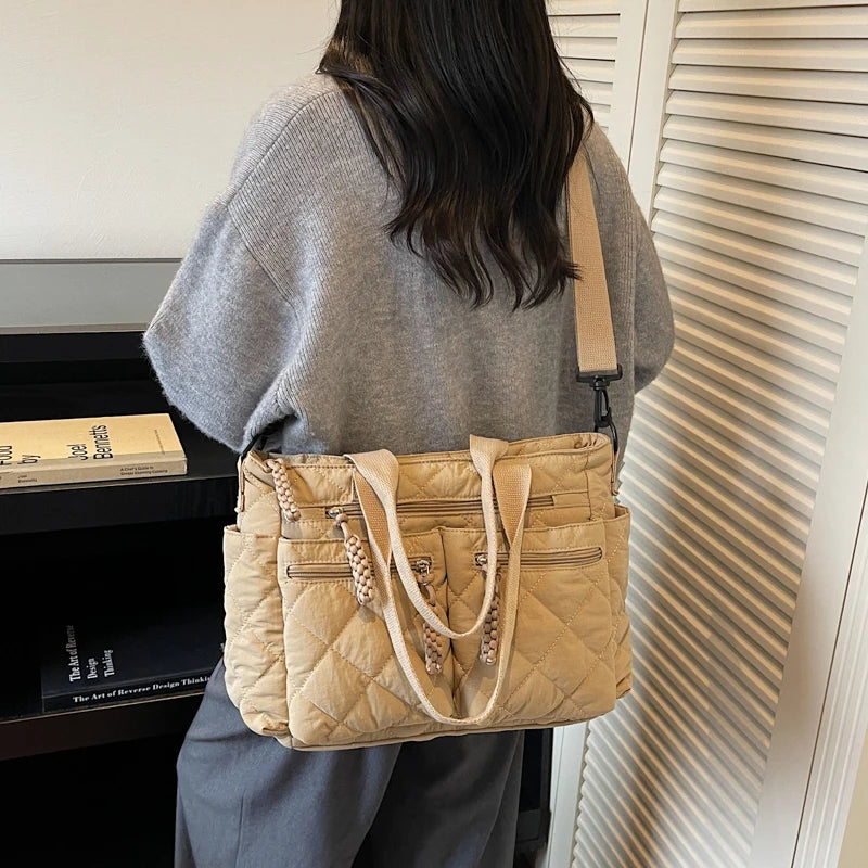 Large capacity Tote Bags for Women Shoulder Side Bag Fashion Space cotton Shopping Bags Multi-pocket Messenger Bag Lady Handbags