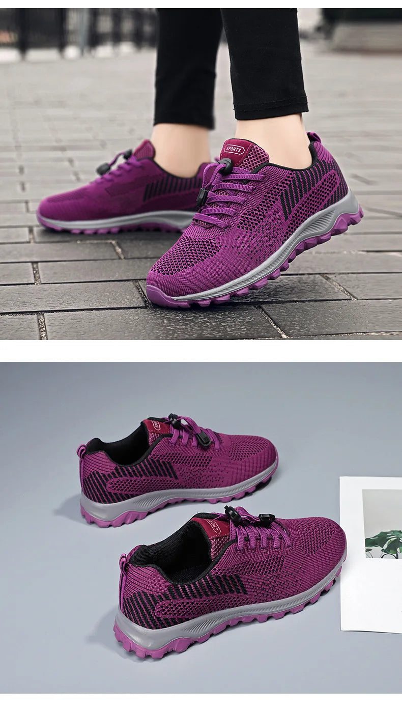 2025 Women Sneakers Fashion Platform Lace Up Casual Sports Shoes Comfortable Running Ladies Vulcanized Shoes Female Footwear