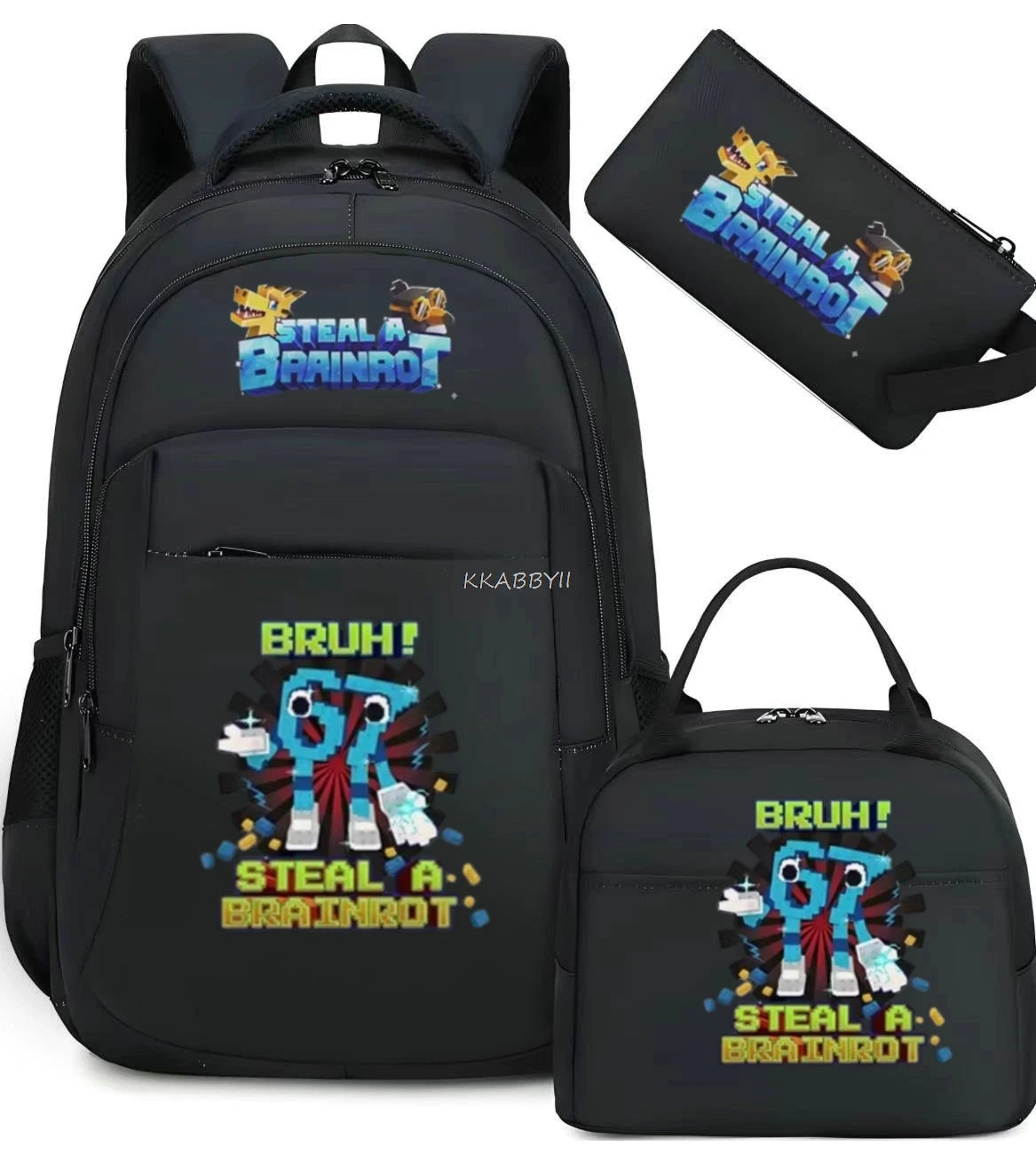 Steal A BrainRot Backpack with Lunch Bag for 67 Six Seven Teenagers Student School Bags Casual Comfortable Travel Set