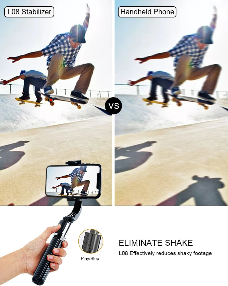 Gimbal Stabilizer For iPhone Android Cell Mobile Phone Cellphone Smartphone Action Camera Handle Grip Selfie Stick Video Tripod