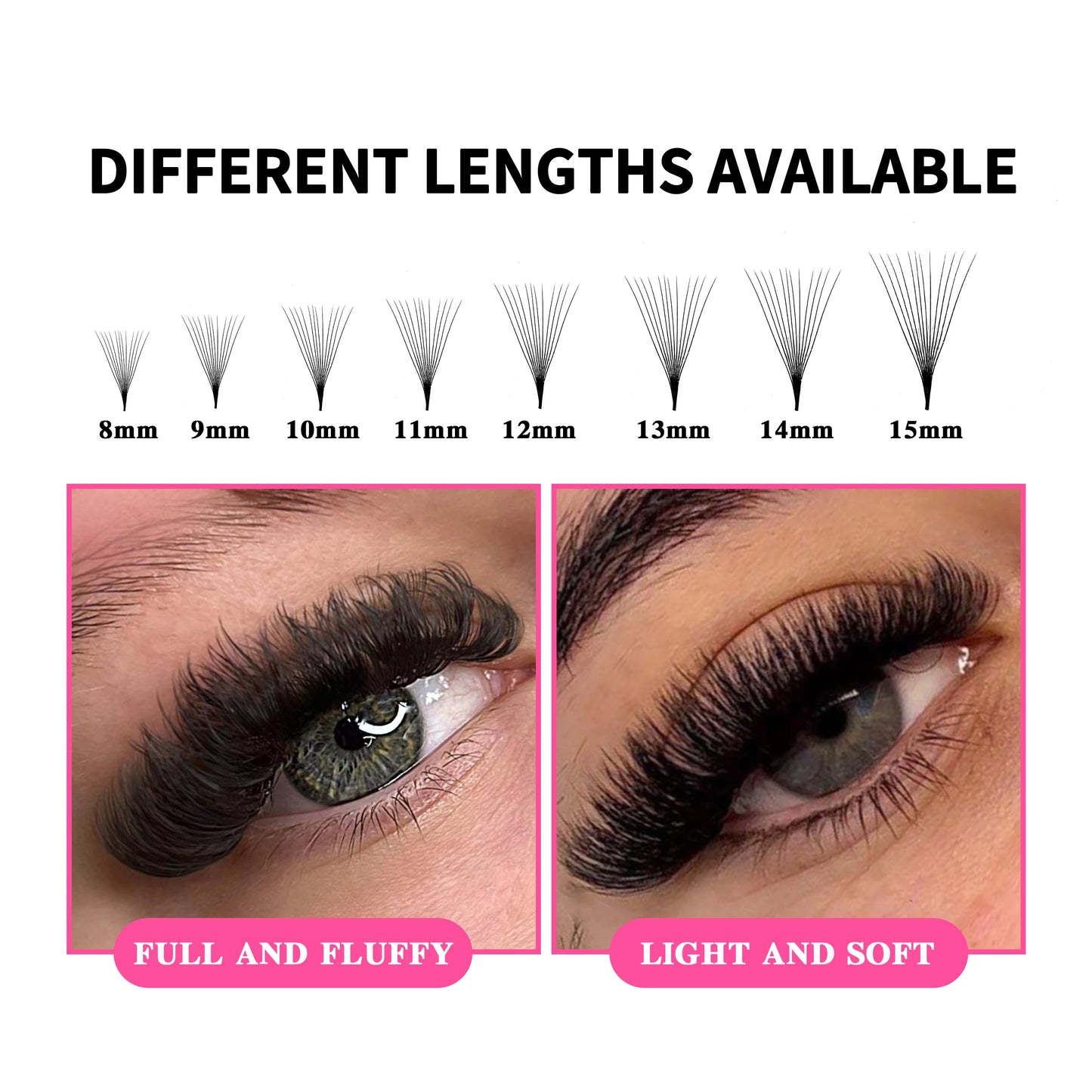 ABONNIE 500 Fans Loose Narrow Fan Lashes 8D-20D 8-15mm Pointy Base Premade Medium Stem Sharp Thin Russian Volume Eyelash