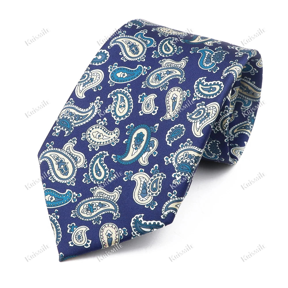 New Design Bohemian Style Necktie For Men Silk Touch Soft Blue Red Yellow Necktie Fit Wedding Party Business Office Accessory