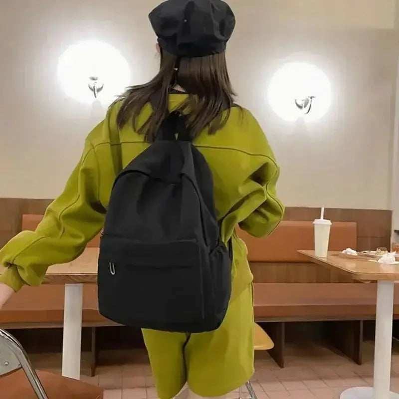New Women Schoolbag Waterproof Large Capacity School Backpack Smooth Zipper Solid Teens Girl Casual Daypack Bag Student Supply