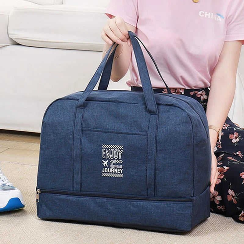 Women's Large Capacity Travel Bag Fitness Yoga Handbag Wet and Dry Wide Shoulder Strap Outdoor Tote Bag