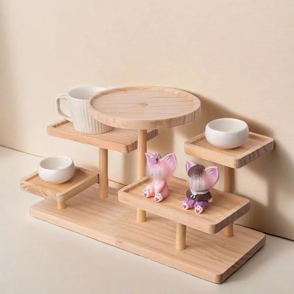 Wooden Standing Shelves Stacked Display Shelves Jewellery Eyeglasses File Organiser For Jewellery Succulents Home Decoration