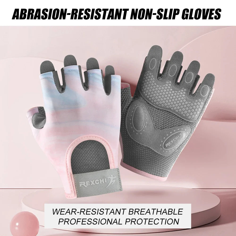 1 Pair Gym Body Building Training Fitness Gloves Sports Weight Lifting Exercise Slip-Resistant Gloves for Women Men Yoga Gloves
