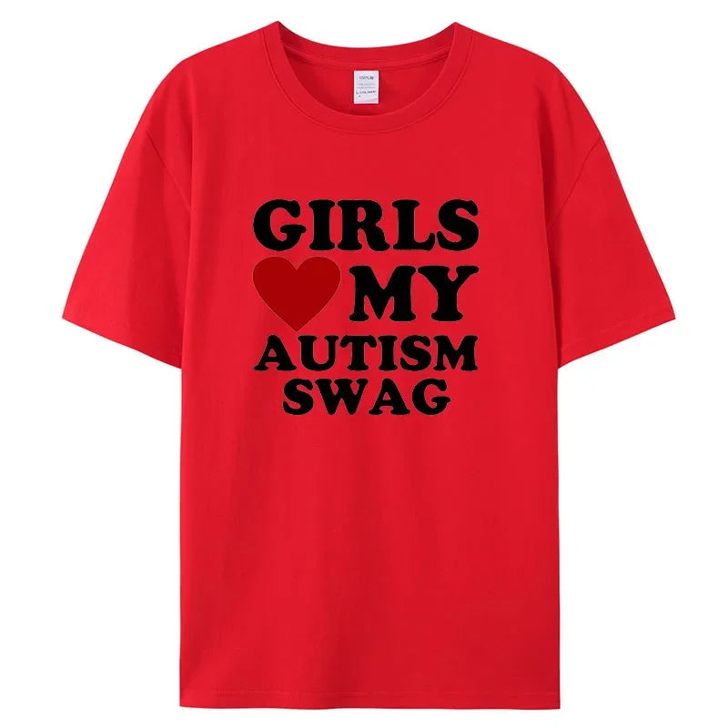 Girls Love My Autism Swag Funny Autistic Boy Gifts Awareness T Shirts Graphic Streetwear Short Sleeve Gifts Ideas T-shirt Men